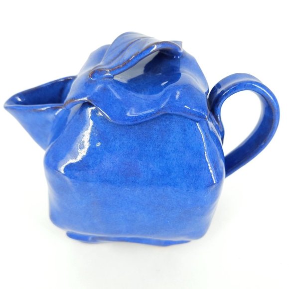 Hand Painted Pottery Teapot Tea Coffee Pot Carafe Lid Blue Stone Ware 9" - Picture 2 of 13